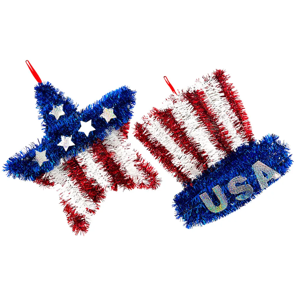 

2pcs Red White Blue Patriotic Wreath Front Door Decor 4Th Of July Decorations Summer Fall Wreaths Outdoor Wall Gate Door