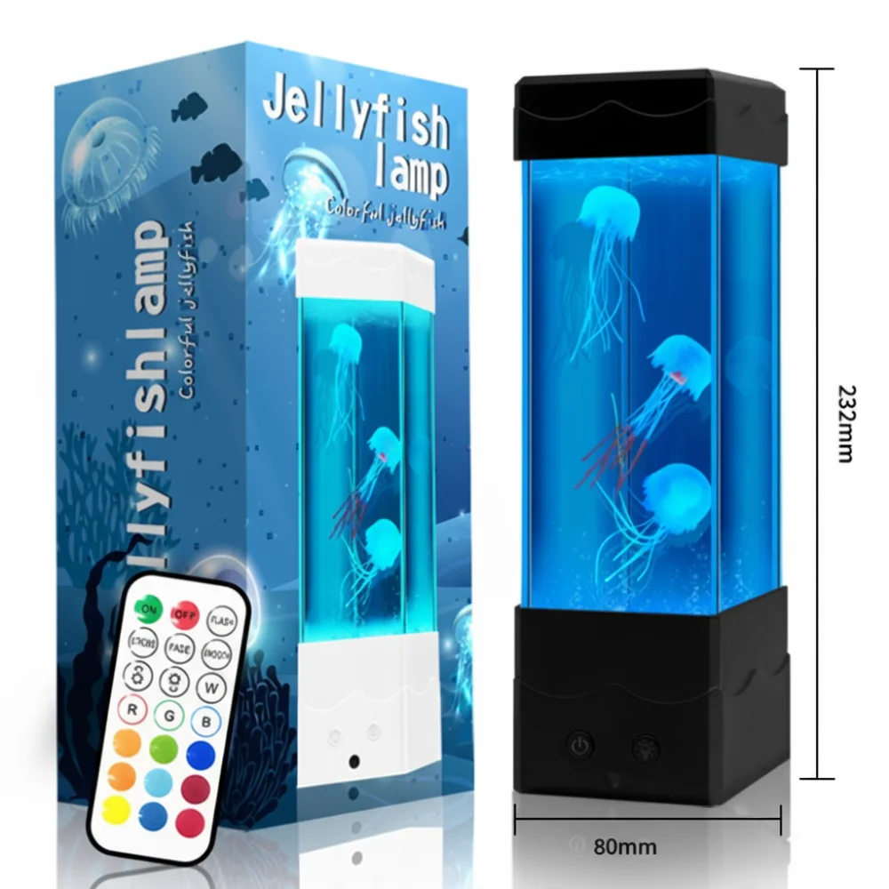 Creative 7 Colors LED Jellyfish Lamp Color-Changing USB Charging Night Light Desktop Decor Mood Lighting Desktop Light Room