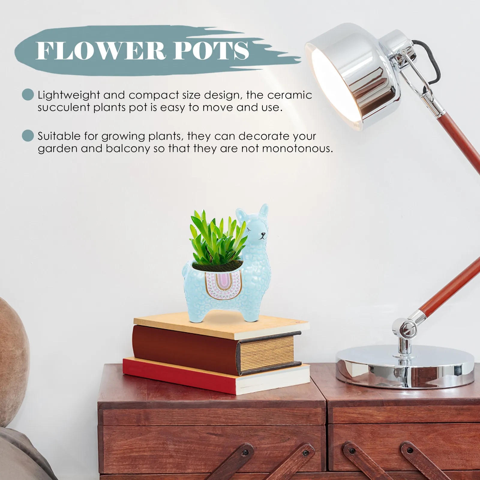Mini Alpaca Ceramic Planter Pot Succulent Container Small Flowerpot for Desk Shelf Cabinet Bonsai Garden Decor Cartoon Theme