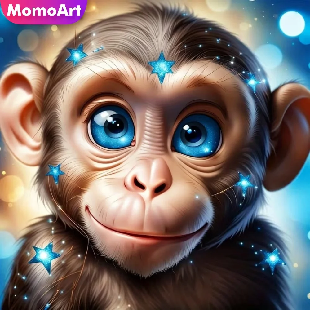 Momoart Affen-Diamantmalerei Tiermuster für Erwachsene Anfänger DIY Vollflächiges Quadratisches Rundes Diamant-Mosaik Urlaubsgeschenke