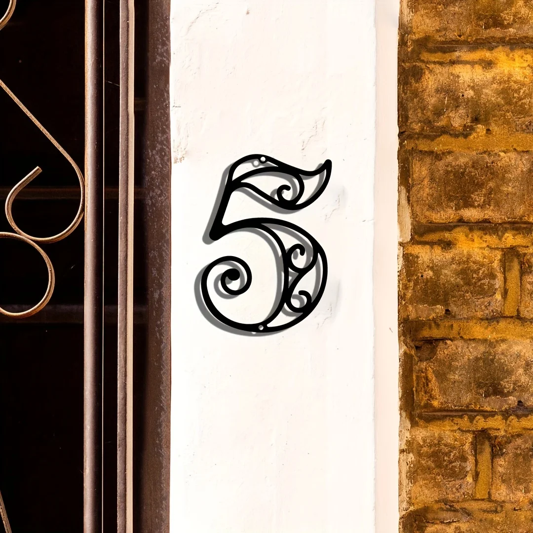 1pc House Number Metal Sign, Wall Mounted Address Plaque for Front Door Outdoor