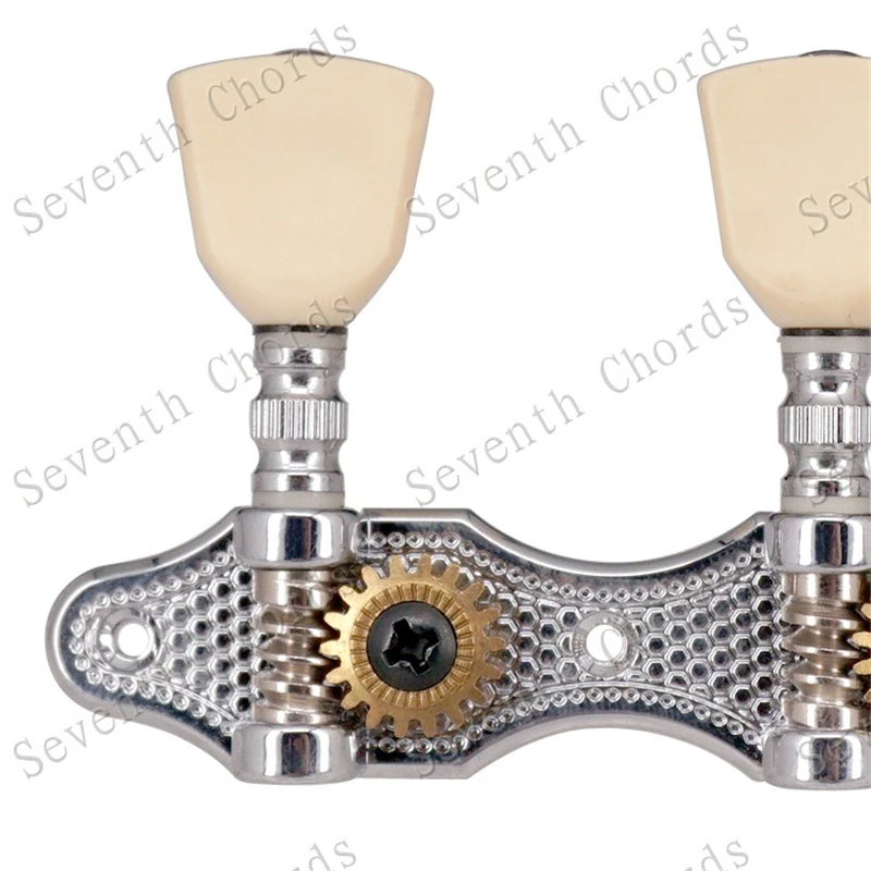 Ein Set Jadegrüne Trapezförmige Knöpfe 3R3L Chrom-Saitenstimmer Mechaniken für Klassische Gitarren Zubehörteile – Detail 15