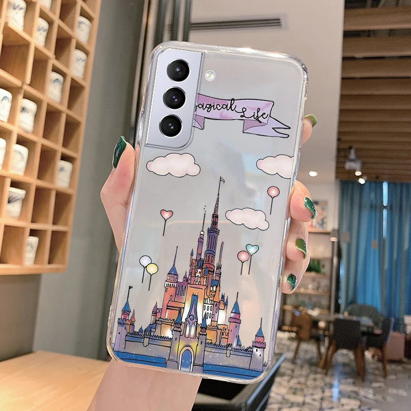 Fundas For Samsung Galaxy S21 5G S 21 Plus S21 FE Back Cover Transparent Soft Silicone Cute Cartoon Flower Coque For Samsung S21