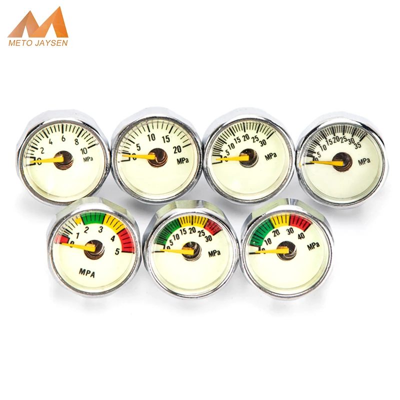 Pump Diving Valve 25mm M8x1 Thread 1 Inch Mini Pressure Gauge M10x1 Scuba Manometer 5Mpa 10Mpa 20Mpa 30Mpa 35Mpa 40Mpa 3pcs/set