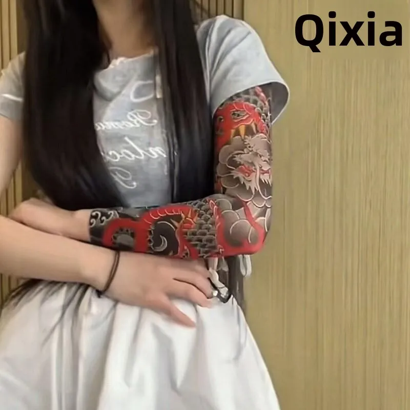 Tattoo Ice Silk Sun Protection Sleeve Covers Unisex Trendy Hip Hop Social Cyclist Seamless Personalized Arm Tattoo Covers