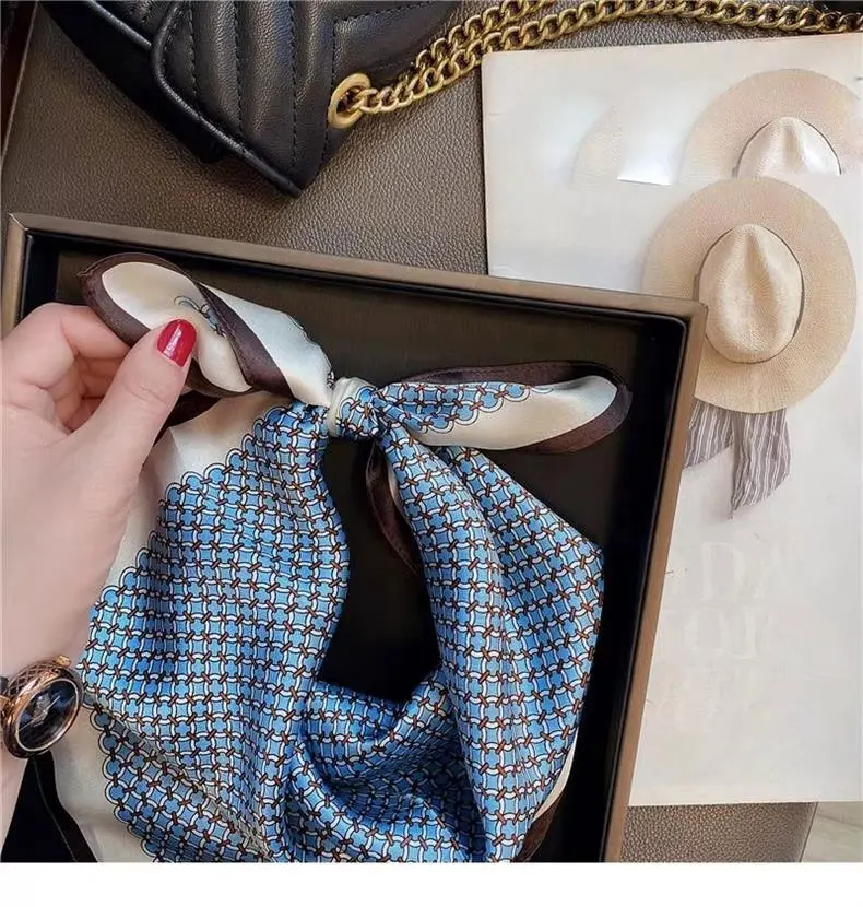100% Echter Seidenschal für Damen, Neues Bandana, Quadratischer Schal, Wickeltuch, Eleganter Frühlings-Mode-Luxus-Hochwertiger Hijab 53cm – Detail 11