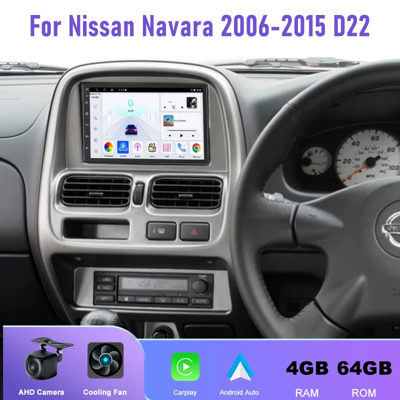 

Автомобильный радиоприемник 7 дюймов, 4 + 64 ГБ для Nissan Navara 2006-2015 D22 Android 15, автоматическая поддержка беспроводной Apple Carplay Google Map