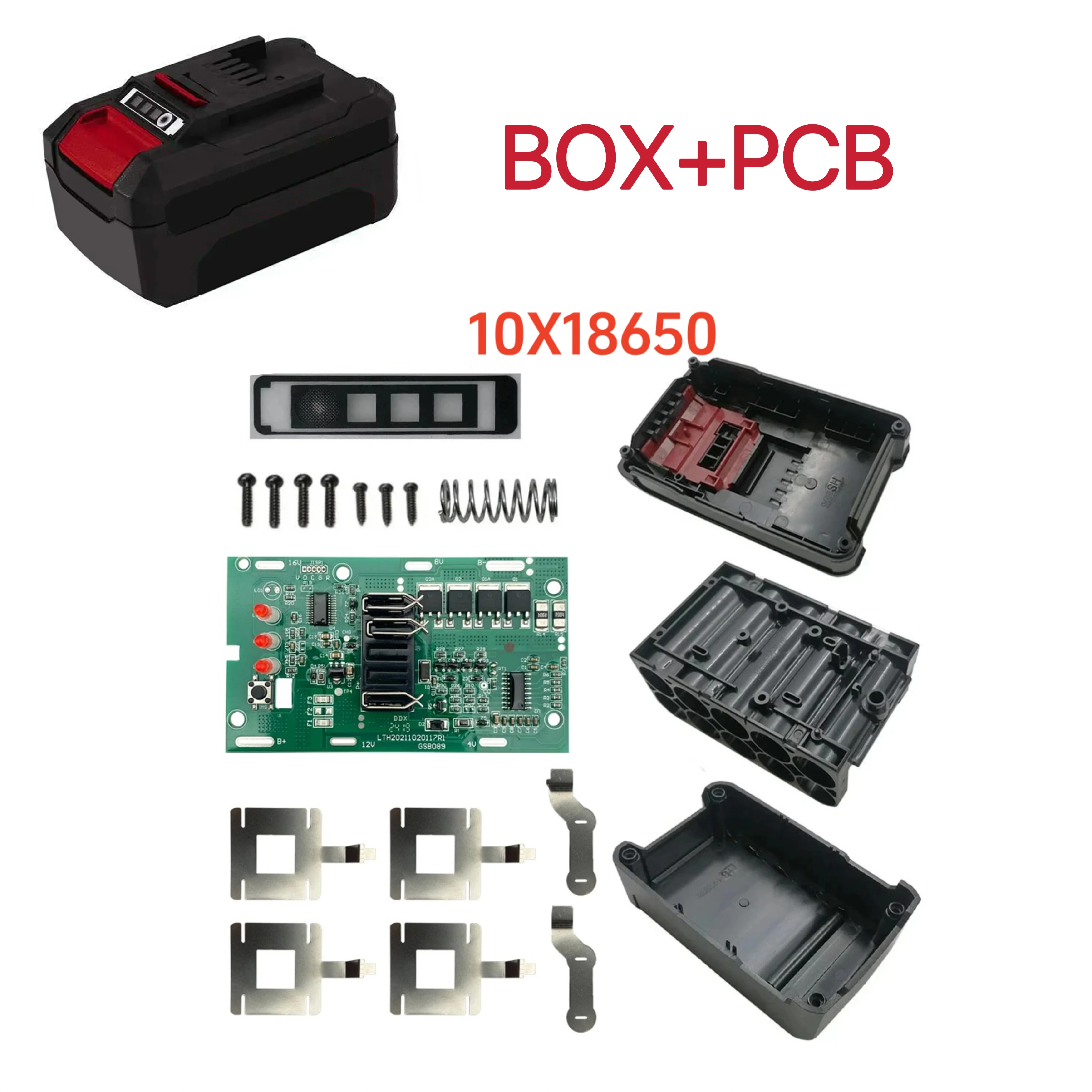 For EINHELL 18V 20V Lithium 10X18650 Li-ion Battery Plastic Case Charging Protection Circuit Board PCB Battery Box