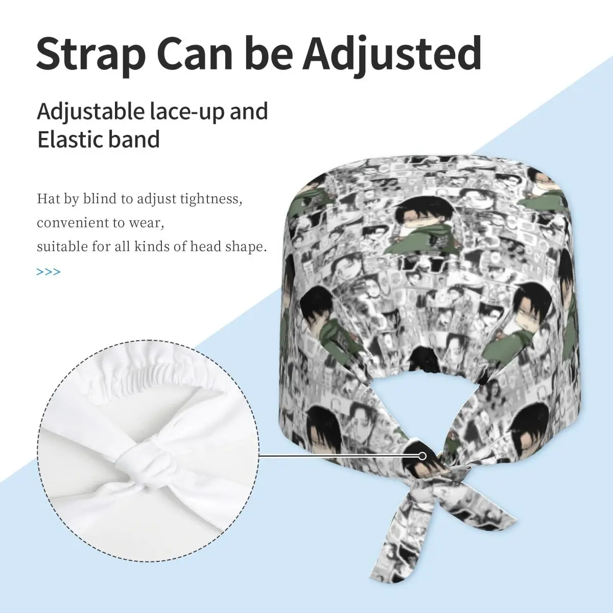 ليفي أكرمان هجوم على تيتان فرك قبعة الطبيب العمل قبعة جراحية الرجال النساء قبعات التمريض قابل للتعديل لطبيب الأسنان #2