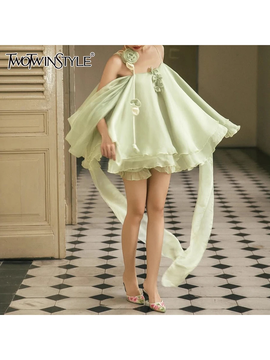 

TWOTWINSTYLE Свободные сращенные 3D цветочные сексуальные мини-платья для женщин с квадратным вырезом и рукавами реглан в стиле пэчворк, женское новое платье