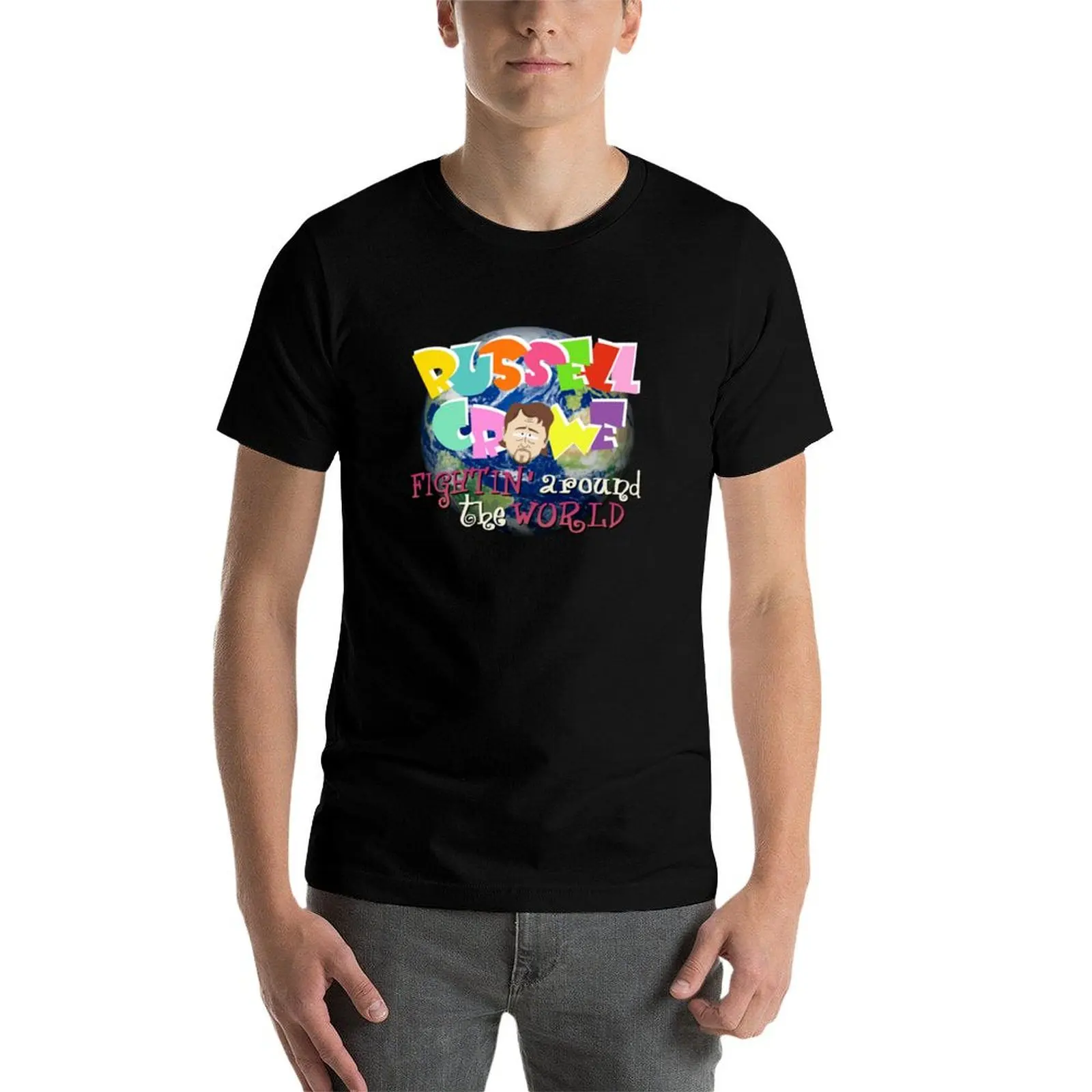 Russel Crowe Fightin&x27; Around the World (South Park) T-Shirt Breathable Basic Cotton T-Shirt view 3