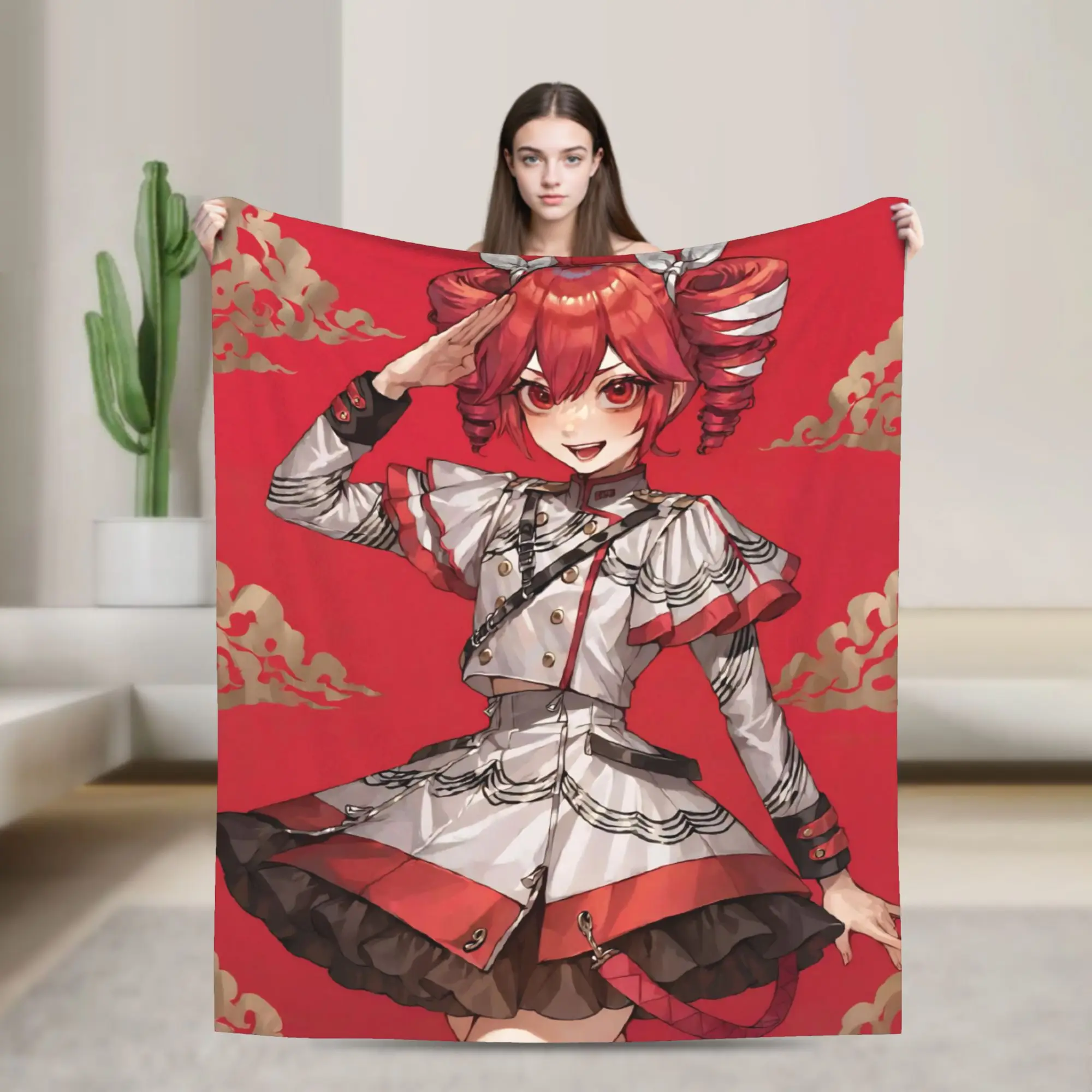 Kasanes Tetos Blanket Flannel All Season Anime Vtuber Portable Super Warm Throw Blanket for Bed Outdoor Quilt