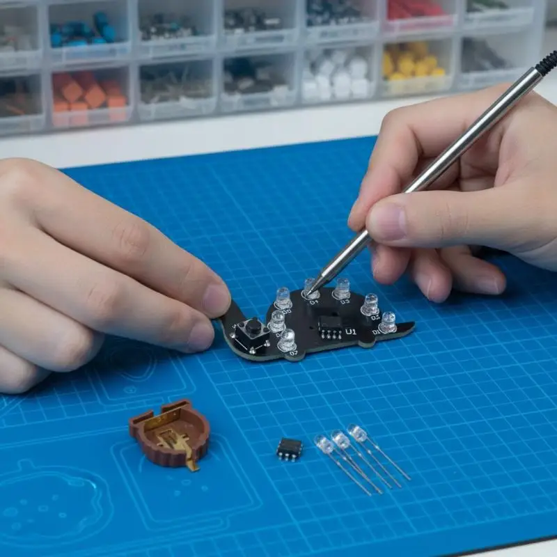 Snail-Shaped LED Flowing Light Soldering Practice Board DIY Soldering Learning
