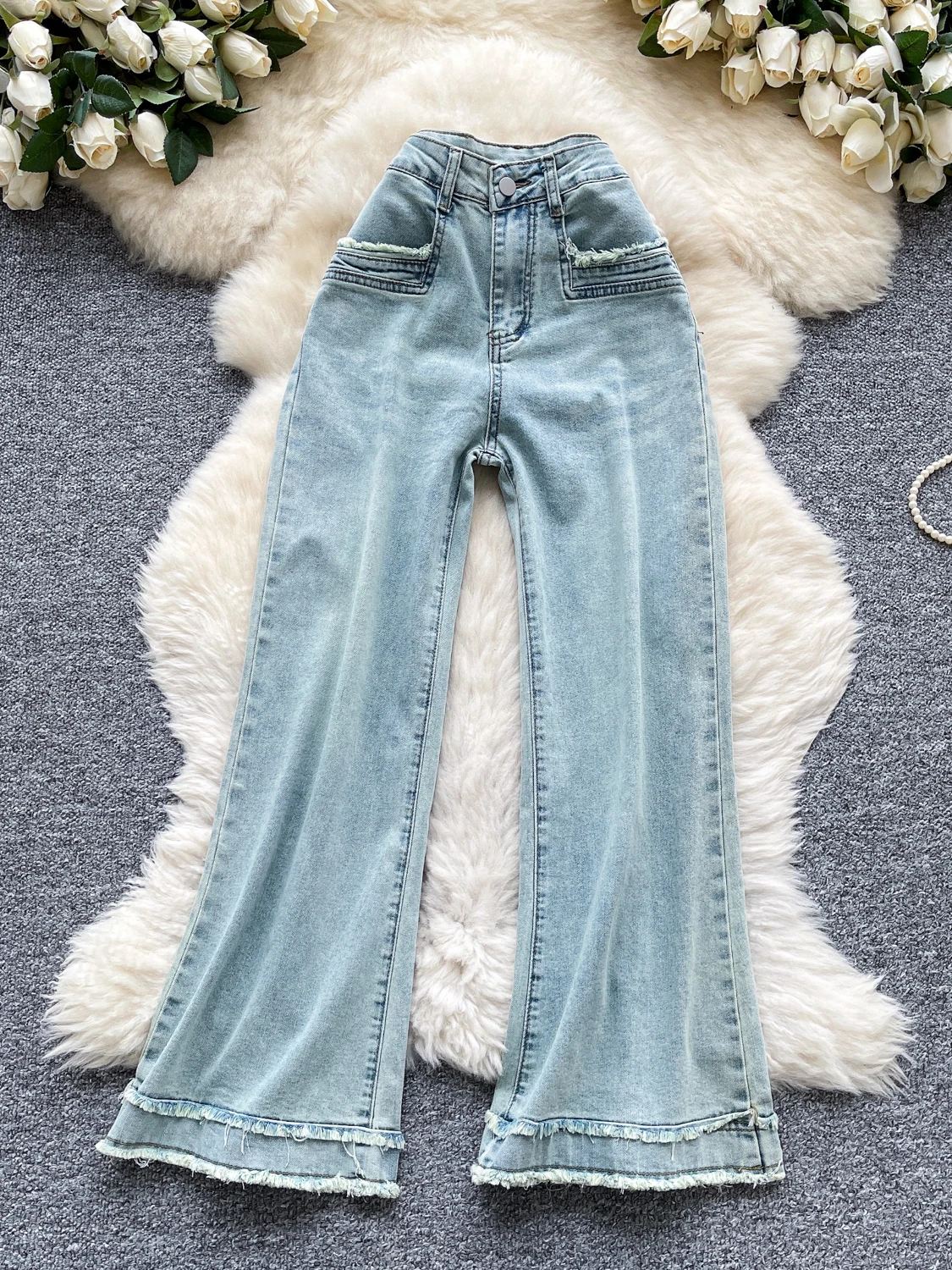 

Retro Sle Wide Leg Jeans Women Summer New Distred Straight Leg Slimming Design Sexy Floor Length Pants Casual High Waist