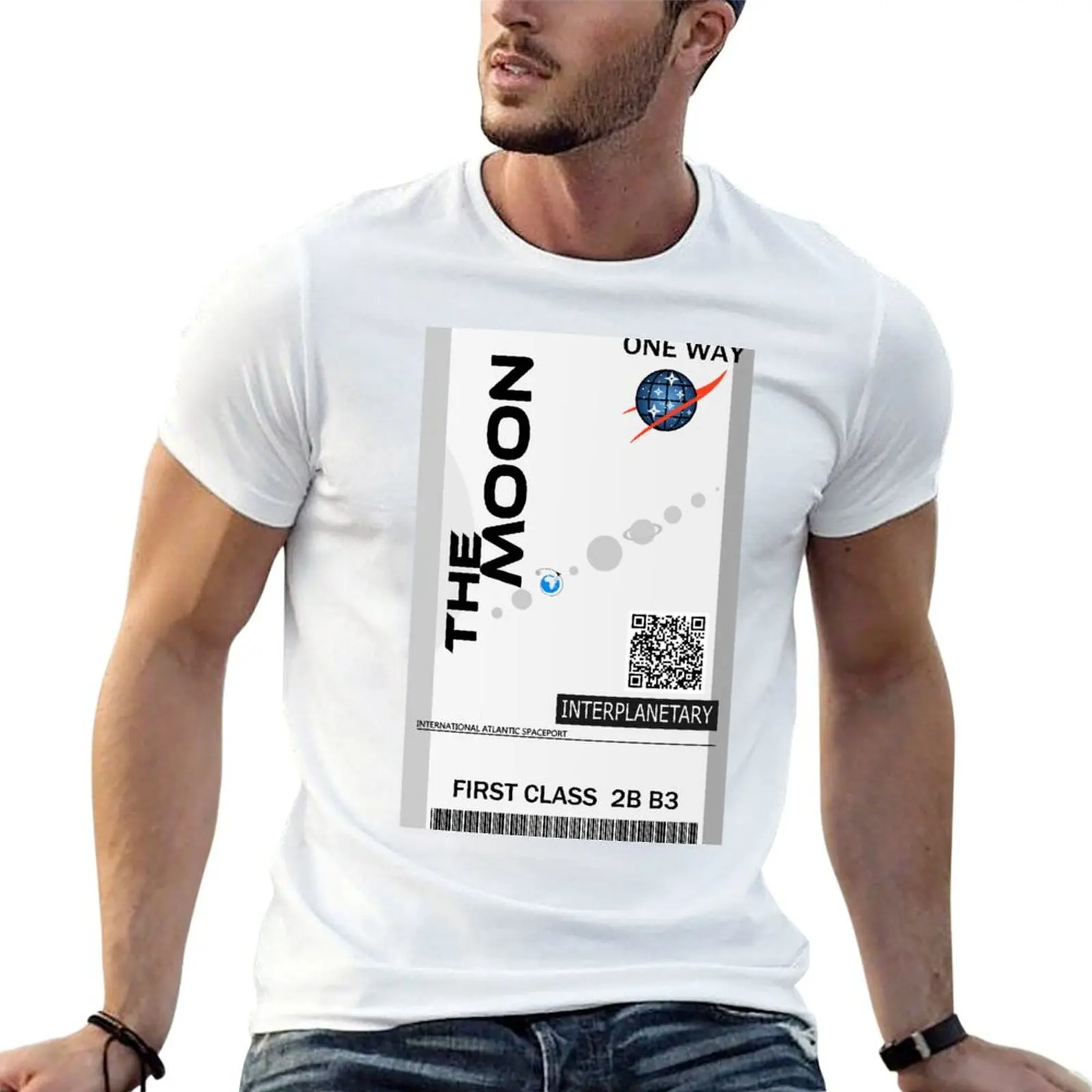 The Moon space ticket T-Shirt Plus Size Quick Dry Sports Tee