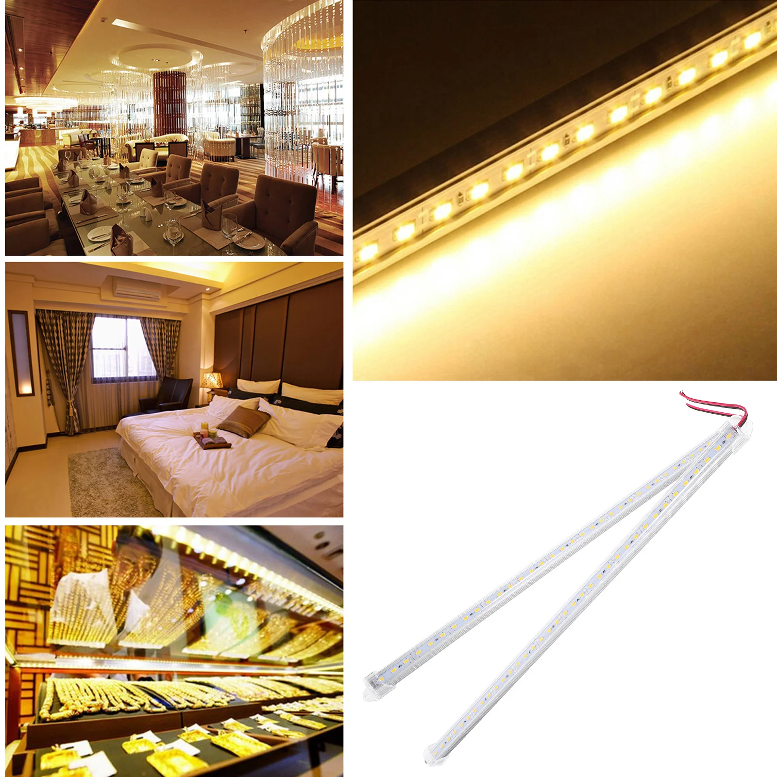 2 قطعة 50 سنتيمتر الدافئة الأبيض جامدة LED قطاع بار ضوء DC12V الألومنيوم IP65 ديكور المنزل جامدة LED قطاع المصابيح ضوء حزمة