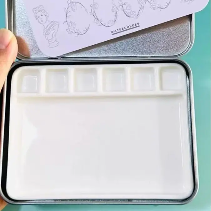 12-color Travel Ceramic Palette Watercolor Paint Storage Box Portable Art Student  Watercolor Painting Supplies Pigment Box