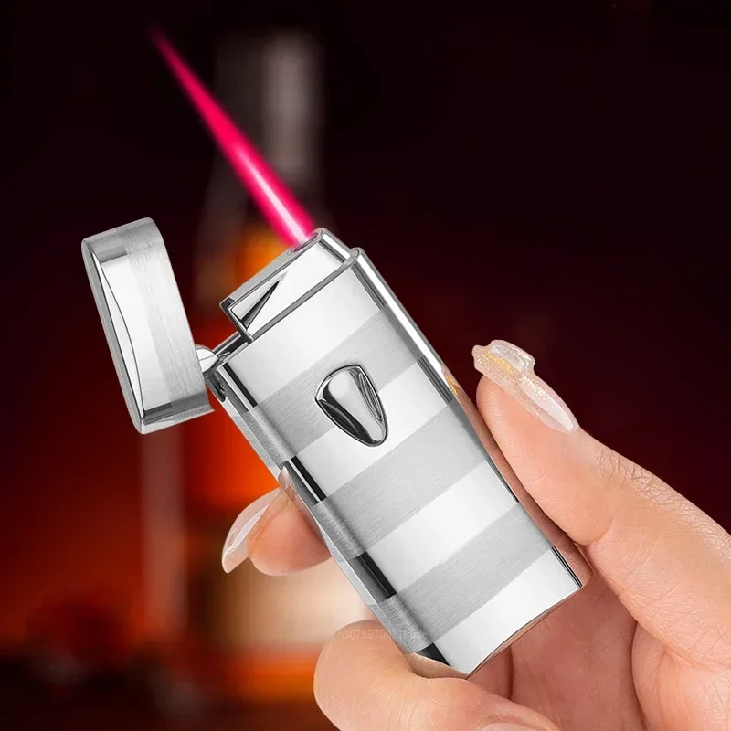 Outdoor Windproof Direct Punch Red Flame Turbo Torch Gas Lighter Induction Ignition Metal Lighter Gift for Men Lighters Smoking