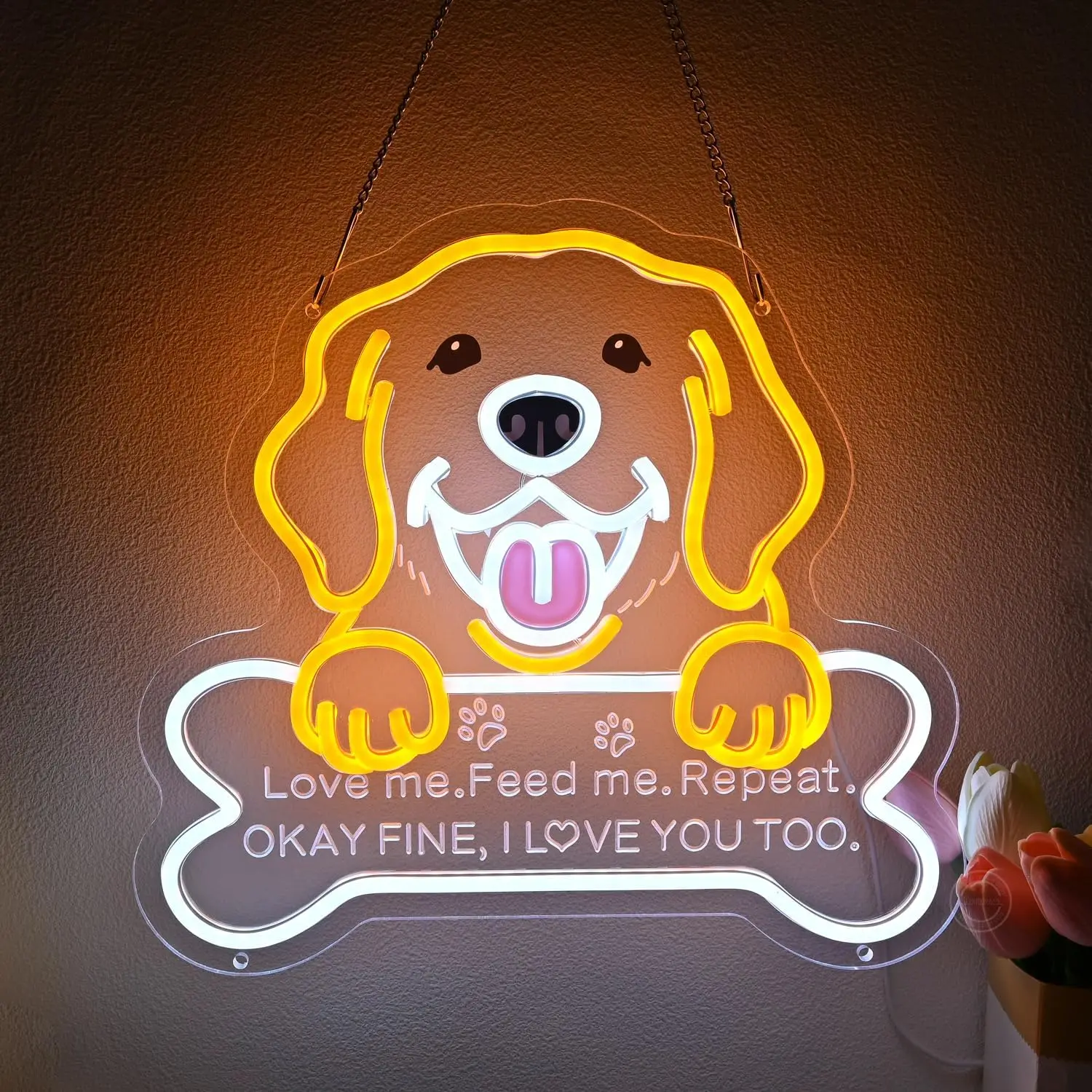 かわいいゴールデンレトリバーのネオンサイン、面白い愛のメッセージ入りledライト、ホームバーの装飾、ペット愛好家へのギフト、ロマンチックな寝室の壁アート