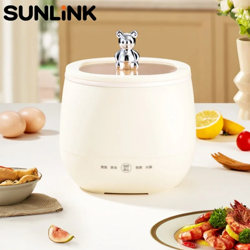 1pc 1.8L Mini Electric Cooker Non-Stick Hot Pot Dual Heat Settings Heat Insulation  Portable Rice Cooker for Dorm Home Travel