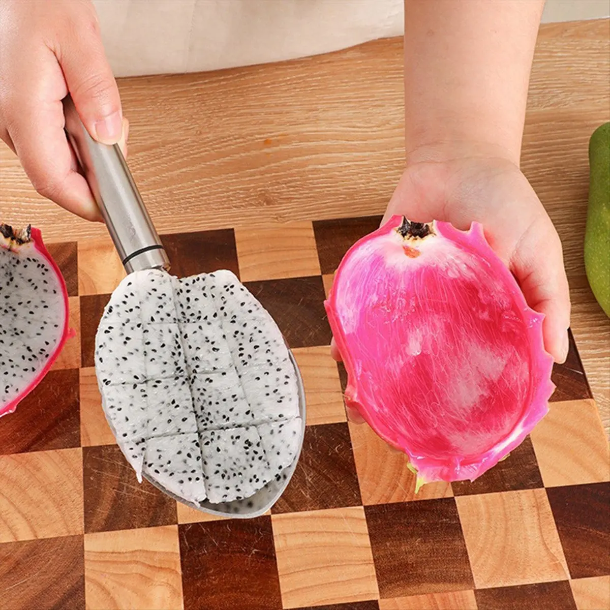 A56K Mangoes Cutting Tool Lemon Avocado Spoon Fruit Peeler Stainless Steel Gadget Multifunctional Fruit Flesher