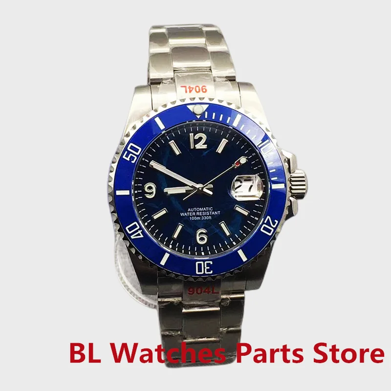 Imagem -04 - Bliger Nh35 Relógio Automático Masculino 40 mm Case Inserção Azul Verde Luminoso Dial Bezel Escova Ostra Pulseira Data Lupa