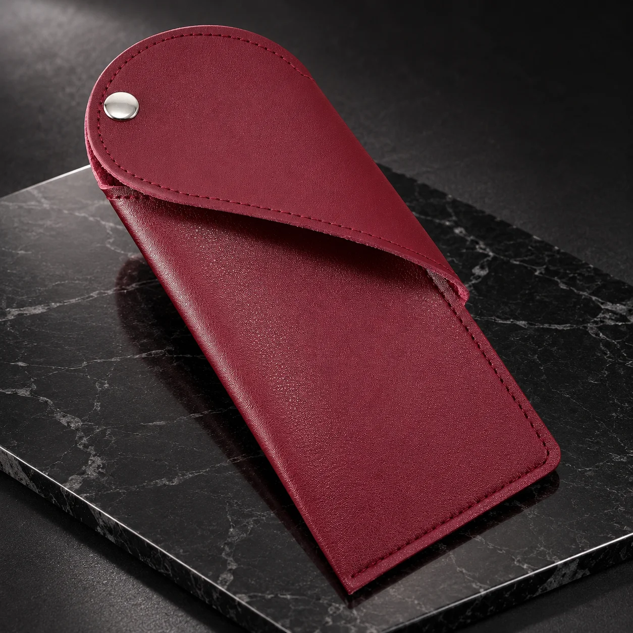 1pc Soft PU Leather Eyeglasses Case Portable Anti-Scratch Lightweight Snap Button Sunglasses Pouch  for Women Daily Travel Use