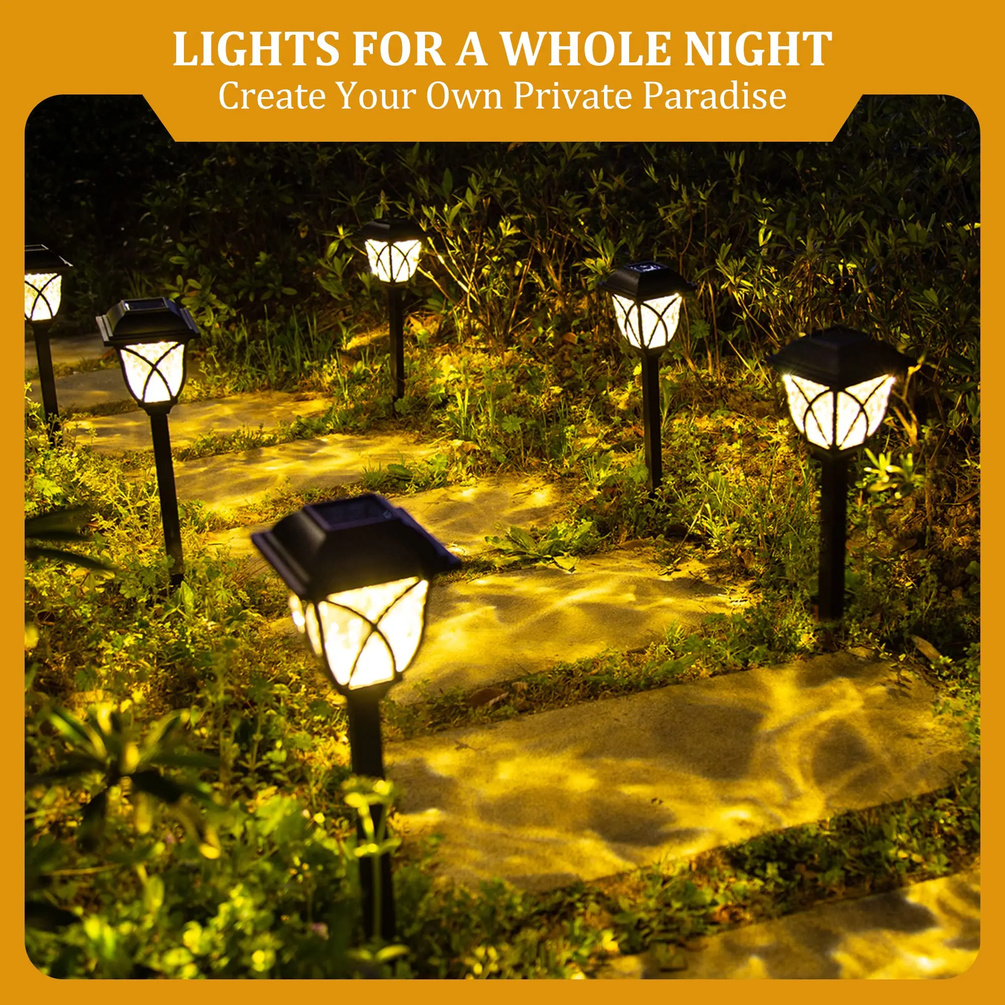 2pcs Led Solar Lawn Lights Outdoor Waterproof Warm Light Garden Decoration Lamp For Walkway Path Villa Yard Driveway