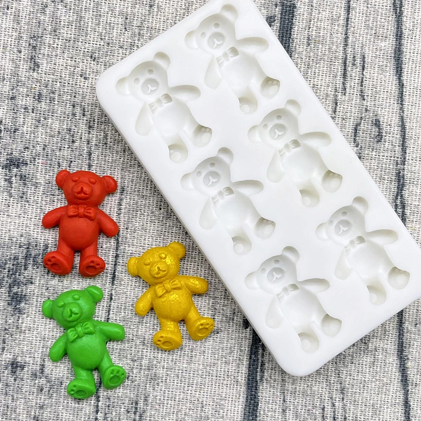 Molde de silicona de oso para hornear pasteles, herramientas de resina para magdalenas, Chocolate, Fondant, herramientas de decoración