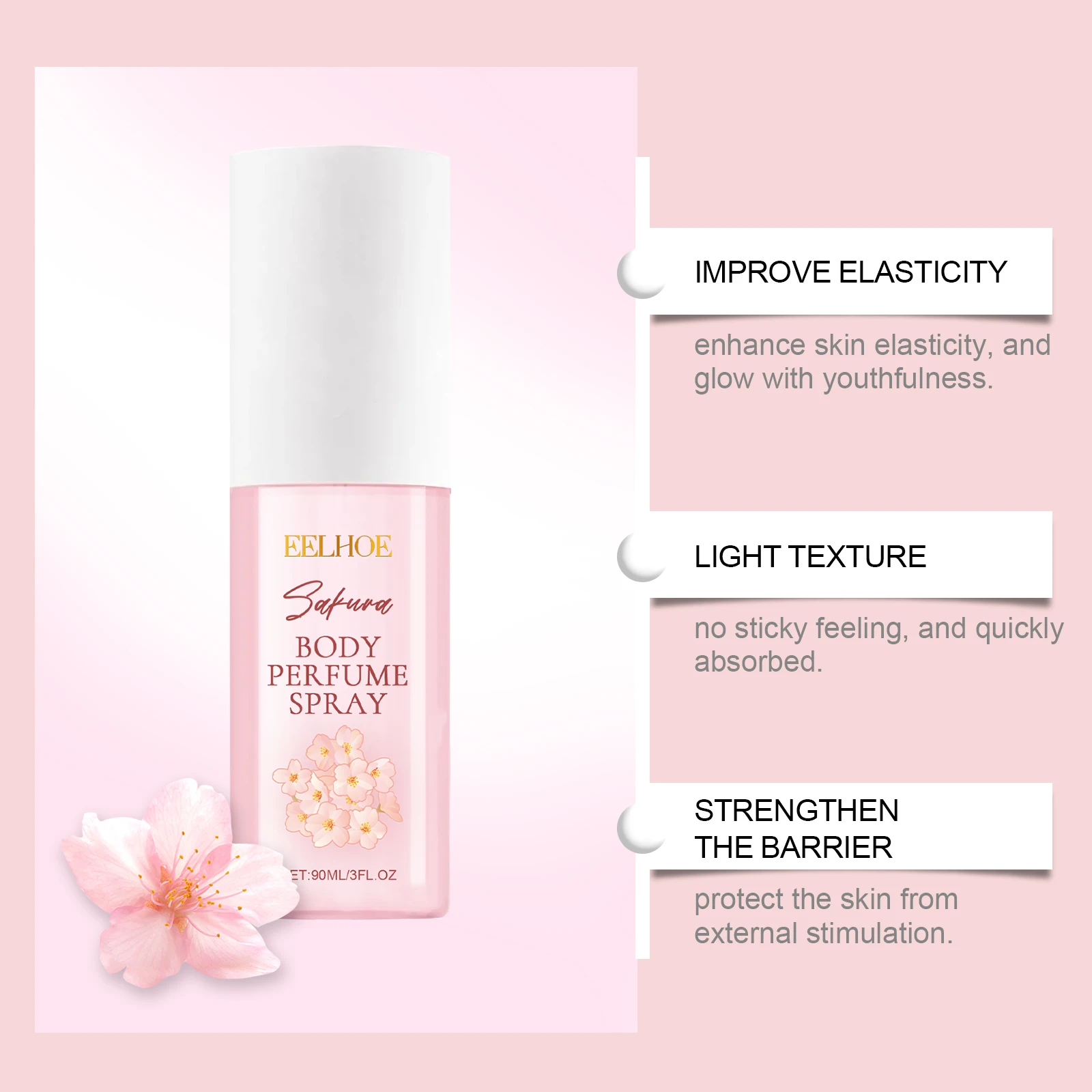 Sakura Body Perfume Long Lasting Plant Floral Fragrance Perfume Spray Fresh Balminess Moisturizing Smooth Nourishing Body Spray