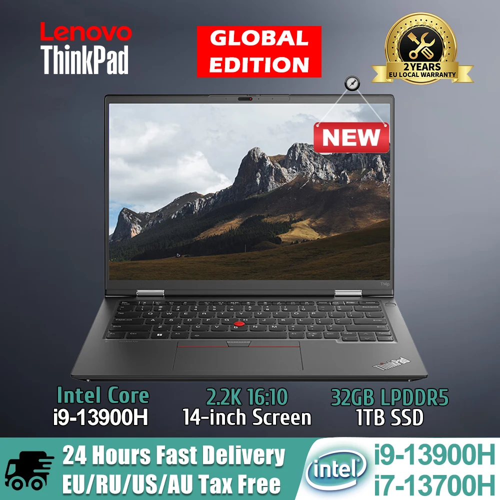 Lenovo ThinkPad T14p Laptop Intel Core i7-13700H/i9-13900H RTX3050 RAM 16/32GB LPDDR5/512G/1T SSD 14 Inches 2.2K Notebook PC