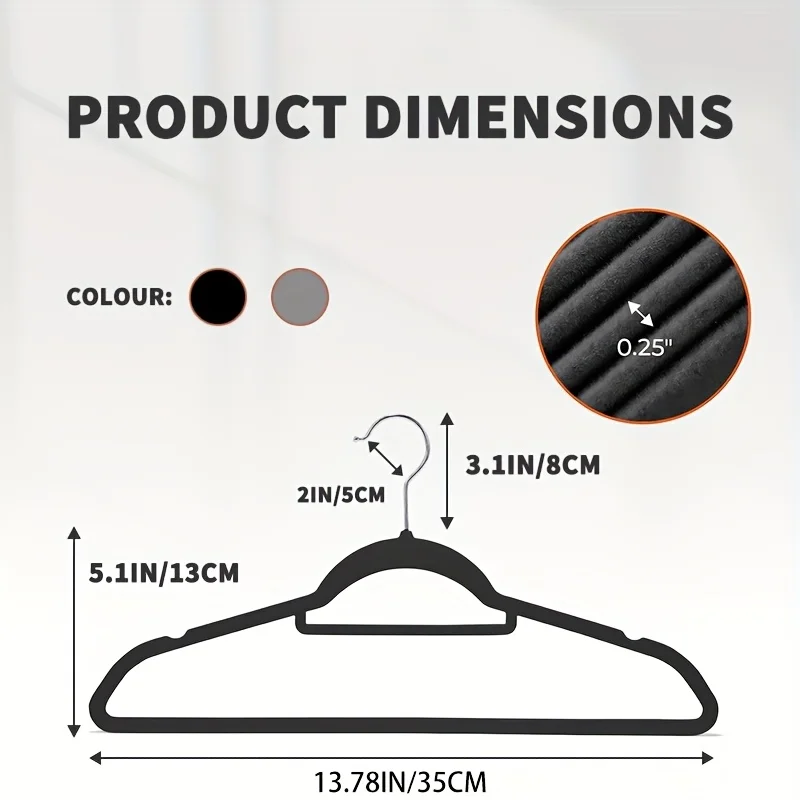 20  velvet non-slip hangers, with tie bar, 360° rotating hook, space-saving, sturdy and durable