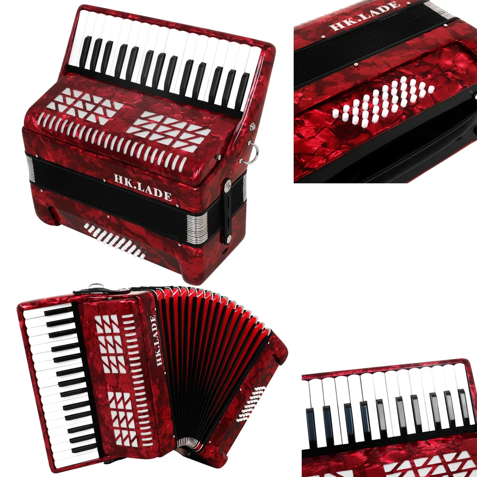 HK·LADE AH-80 Red Bayan Accordion 32 Key 32 Bass Professional