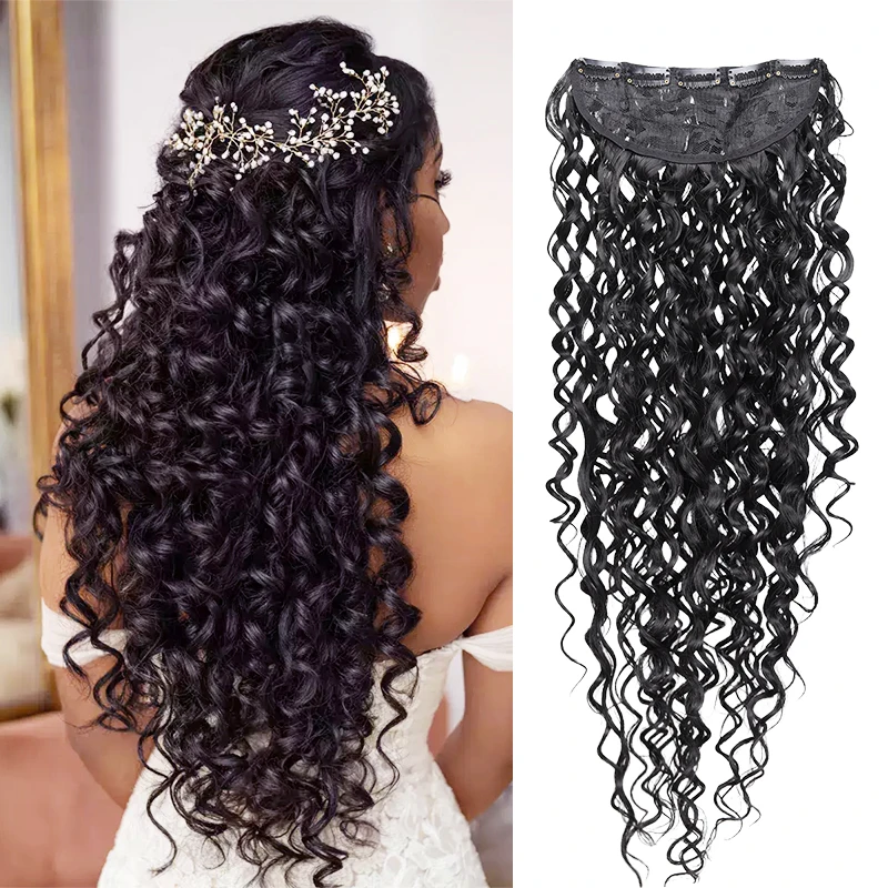 

Five-Claw Hair Extension, Synthetic Fiber, One-Piece Long Curly Style for Daily & Party, Easy Clip-On, Adds Volume