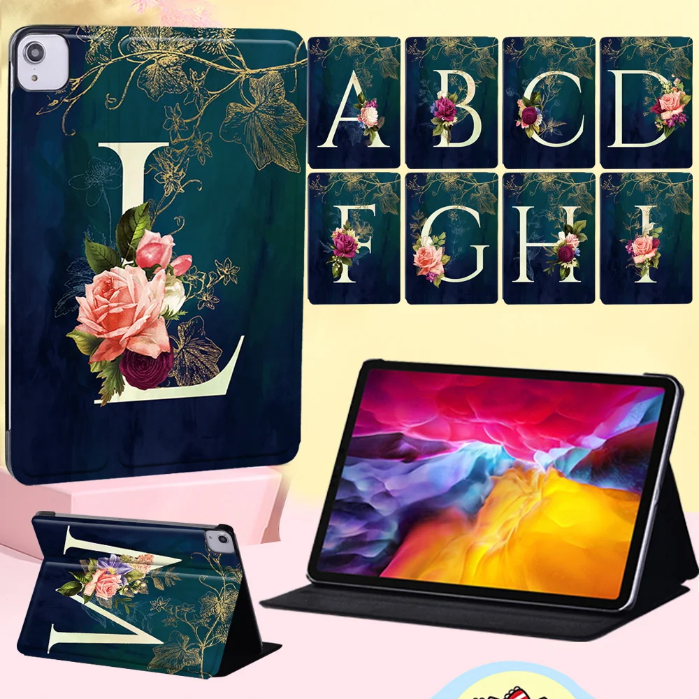 

For Apple IPad Air 4 2020 10.9 Inch Anti-Dust Tablet Case - Pu Leather Flower Letter Pattern Flip Protective Case + Free Stylus