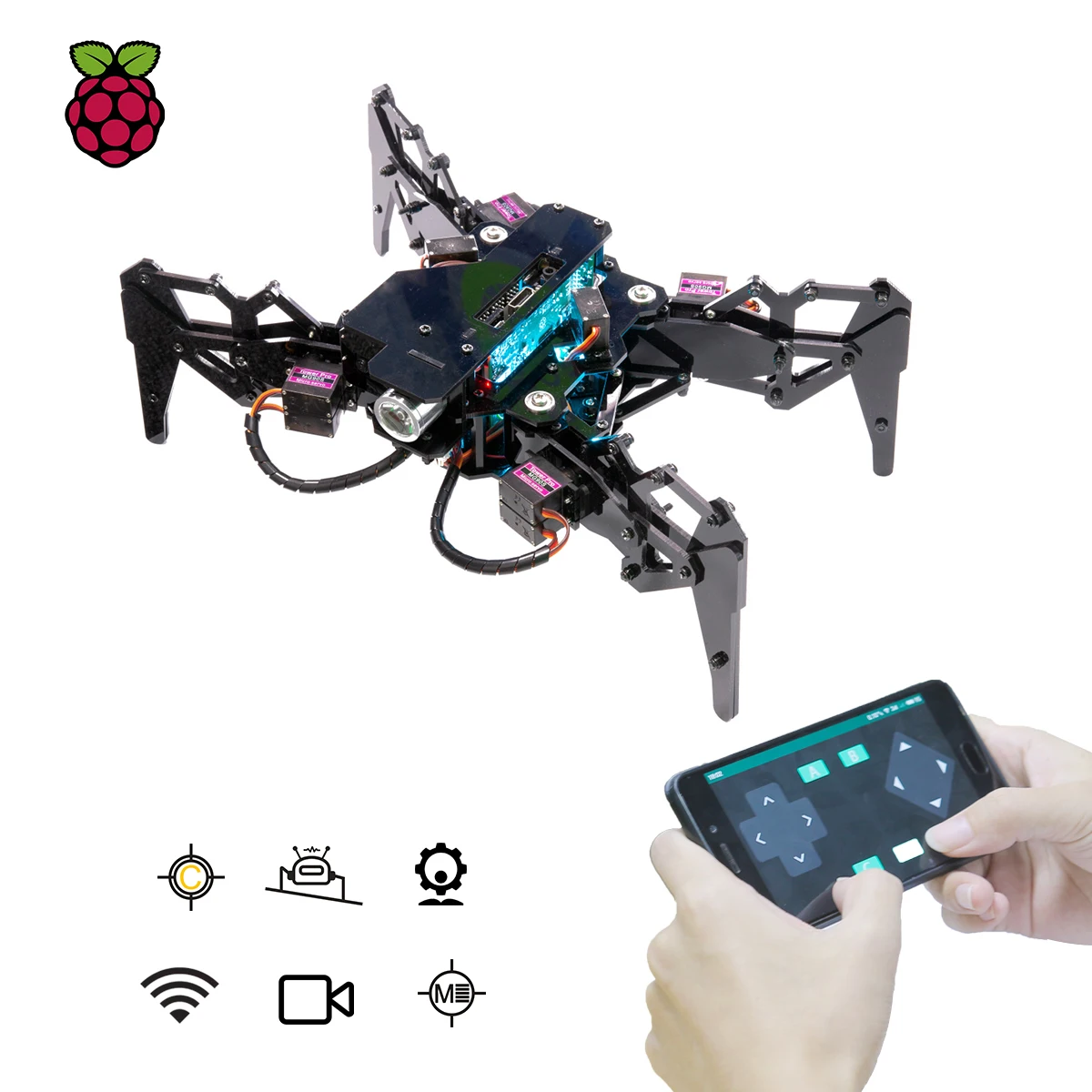 Kép 6: Adeept darkpaw bionic Négylábú Háromláb Gépember készlet számára Málna Pi (raspberry Pi Deszka Ne included)