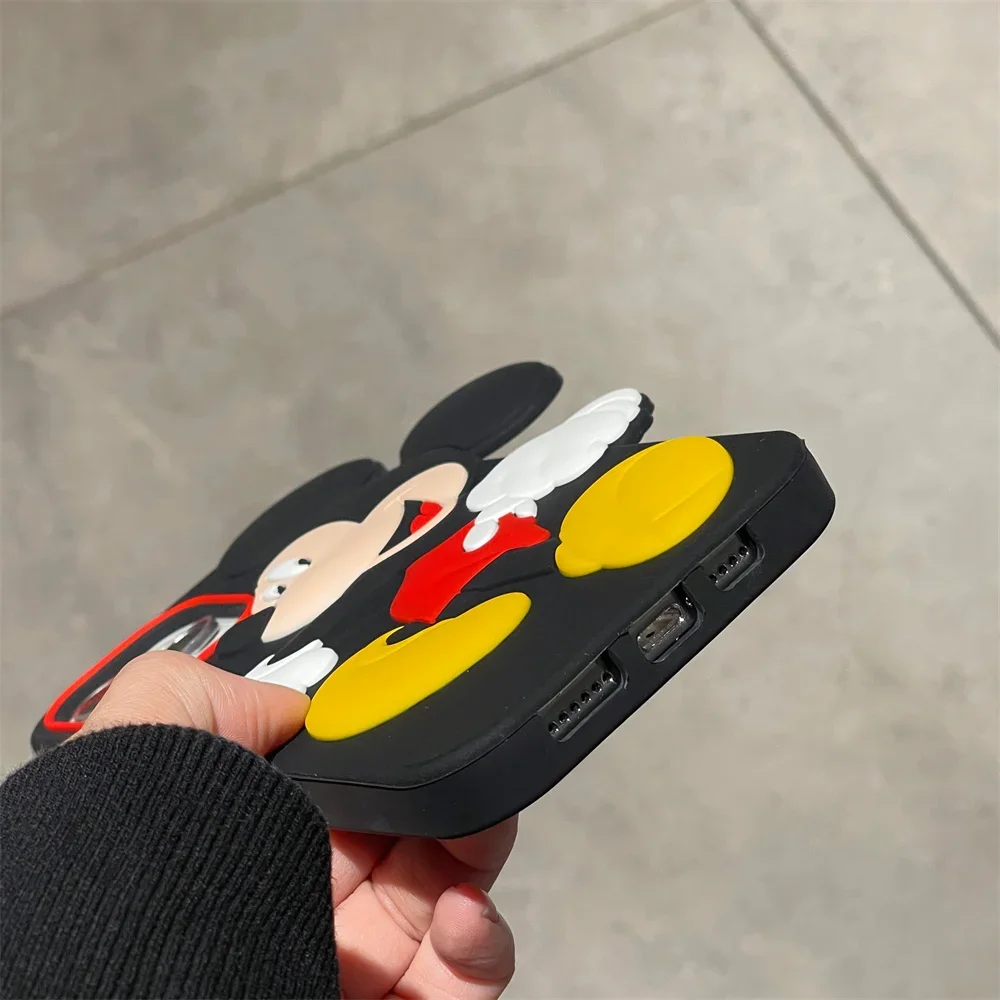 3D الكرتون أنيمي ميكي ماوس الحالات الهاتف آيفون 16 15 14 13 12 11 برو ماكس X XR XS ماكس 6 7 8 زائد لينة سيليكون الغطاء الخلفي #5