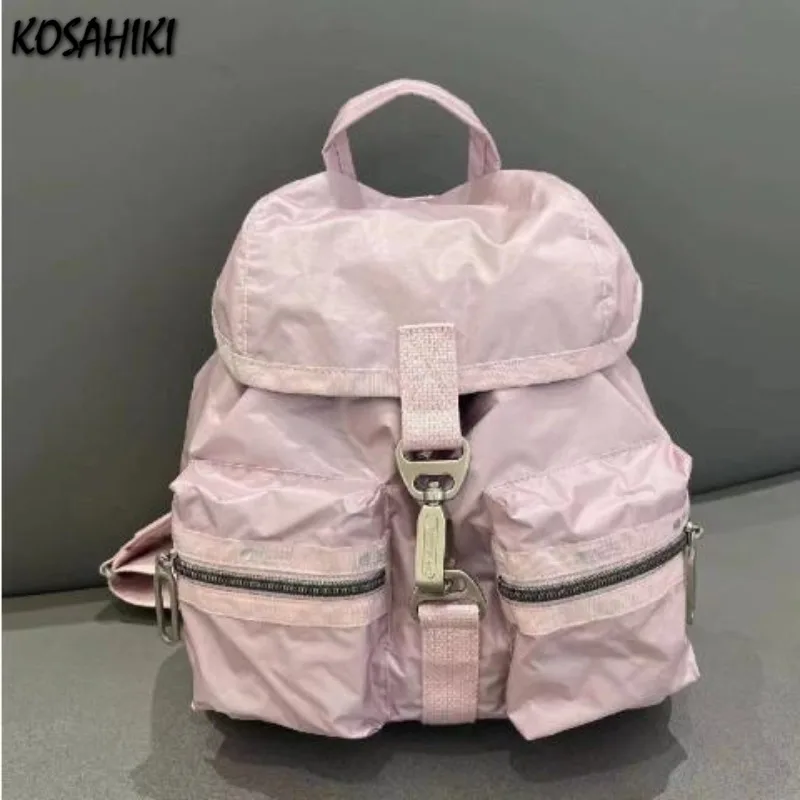 Women Backpacks Travel Casual Drawstring Solid Mini Backpack Vintage All Match Sweet Y2k Aesthetic Schoolbags Students Japanese