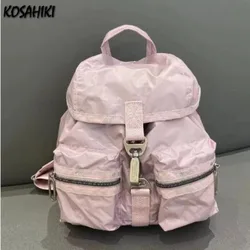 Plecaki damskie Travel Casual Drawstring Solid Mini Backpack Vintage All Match Sweet Y2k Estetyczne tornistry Studenci Japoński