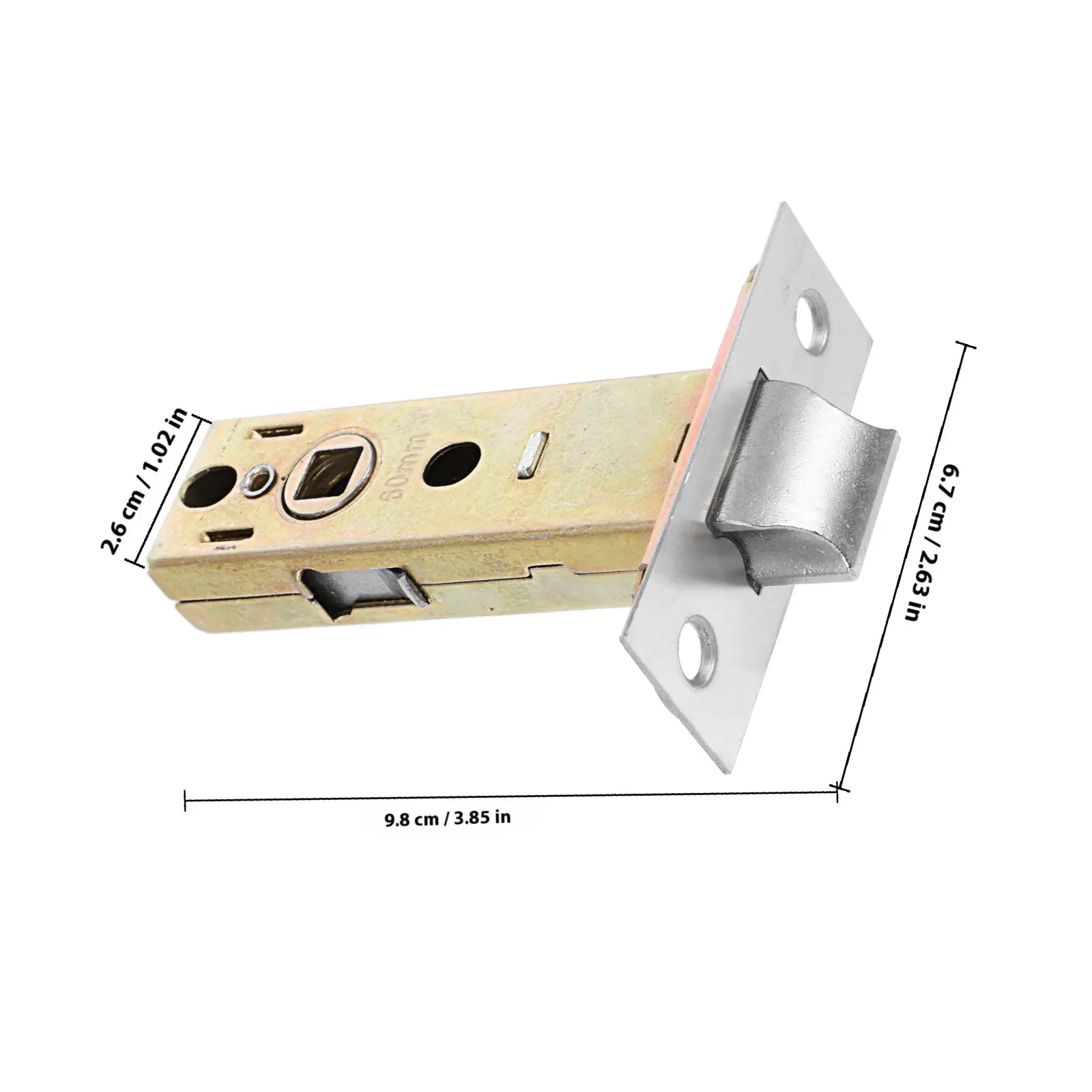 Stainless Steel Interior Door Lock Replacement – Tubular Mortise Latch Handle, Golden Finish, 60mm Adjustable