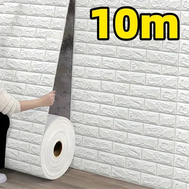 70cm*10M 3D Brick Pattern Wall Panels Wallpaper DIY Waterproof for Living Room Bedroom Kitchen Background Wall Stickers Decor