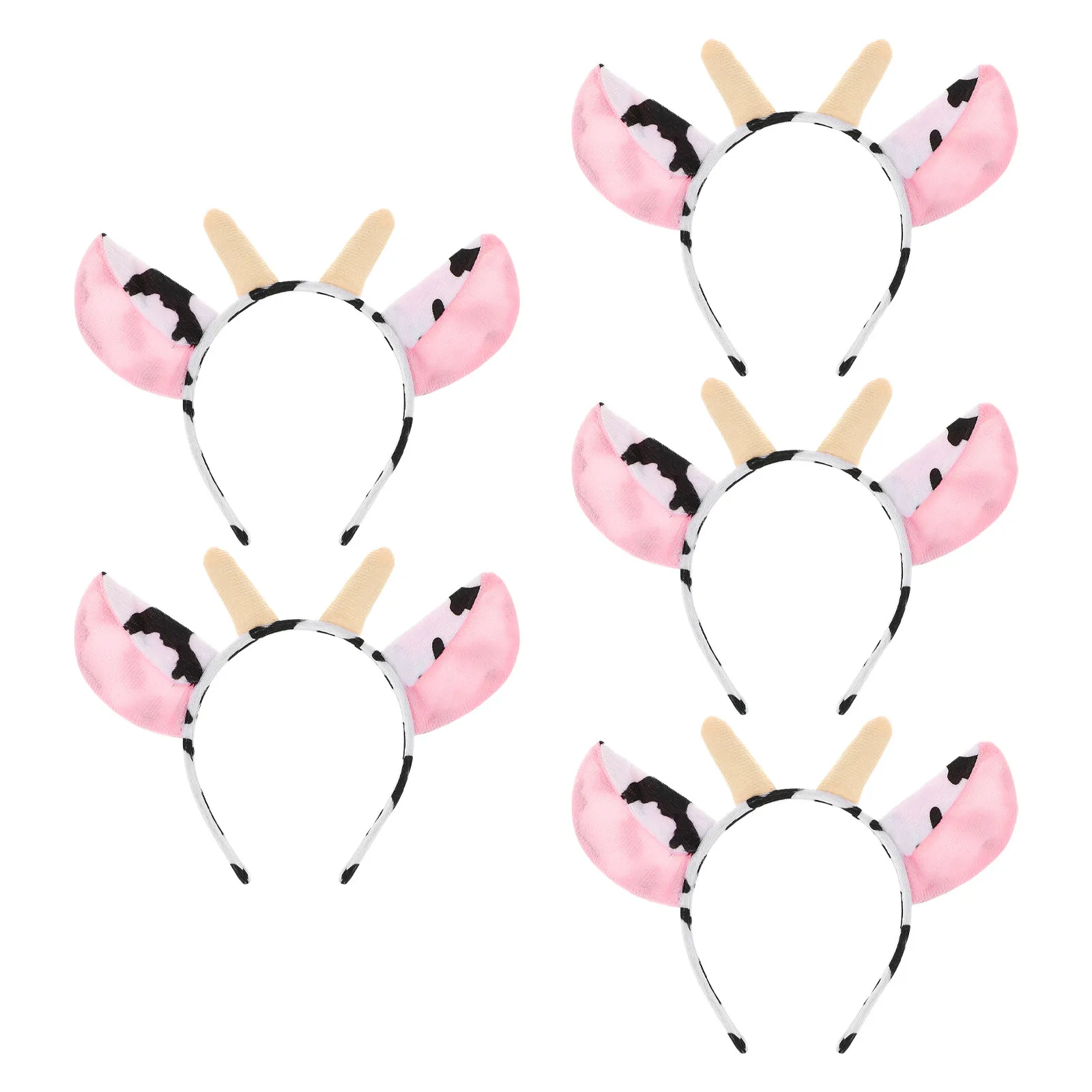 5 Peças Tiara de Orelhas de Vaca Macia, Acessório de Fantasia de Animal, Acessório de Cabelo para Festa, Acessório de Cosplay de Animal de Fazenda, Tiaras de Vaca para Crianças