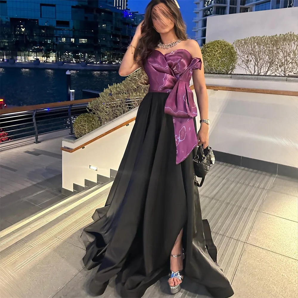 

Customized High Quality Strapless Floor Length Dresses Organza A-line Formal Occasion Evening Gown Islam فستان سهرة نسائي