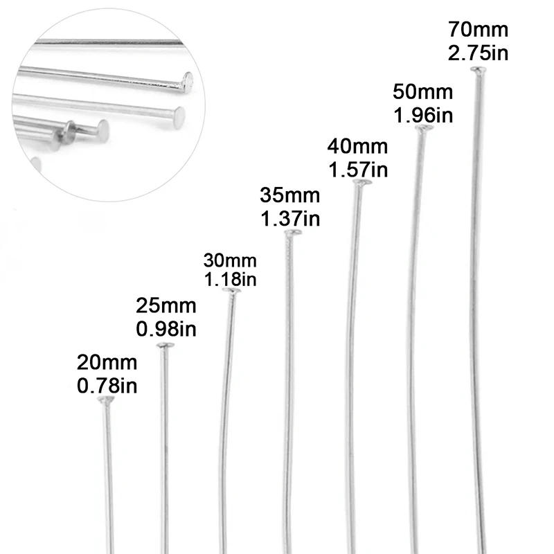 Stainless Steel T-shaped Needles 100/200pcs 20/25/30/35/40/50/70mm For Jewelry Making Findings Kits DIY Accessories Supplies