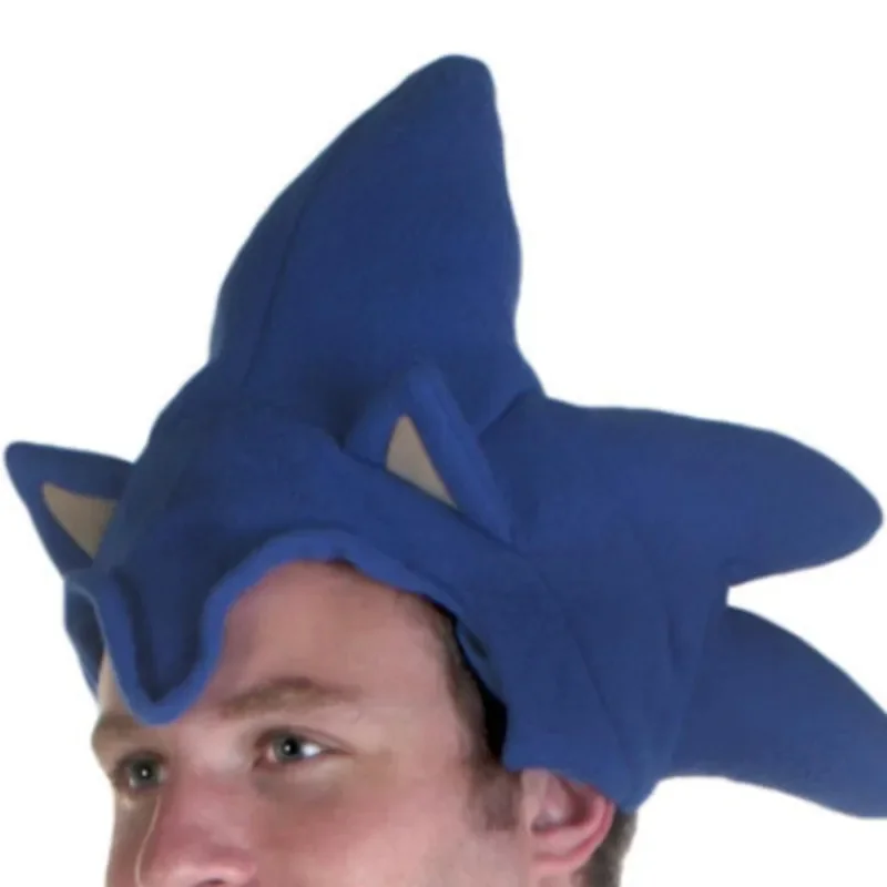 Hot Sale Anime Hedgehog Hats Plush Toys Blue Hedgehog Sound Velocity Boy Headgear Halloween Cool Cosplay Props Adult Unisex Gift