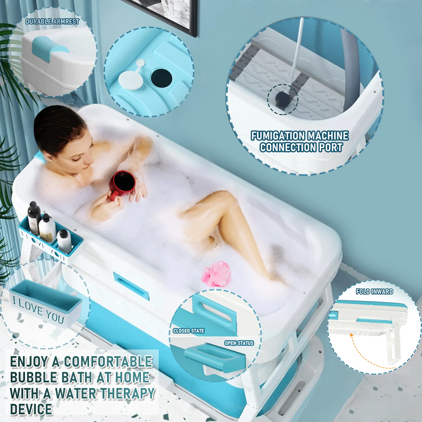 

Foldable Bath Tub Adults Portable Bath Bucket Quality Plastic Thickened Bathtub Large Size Freestanding Family Sweat Steaming