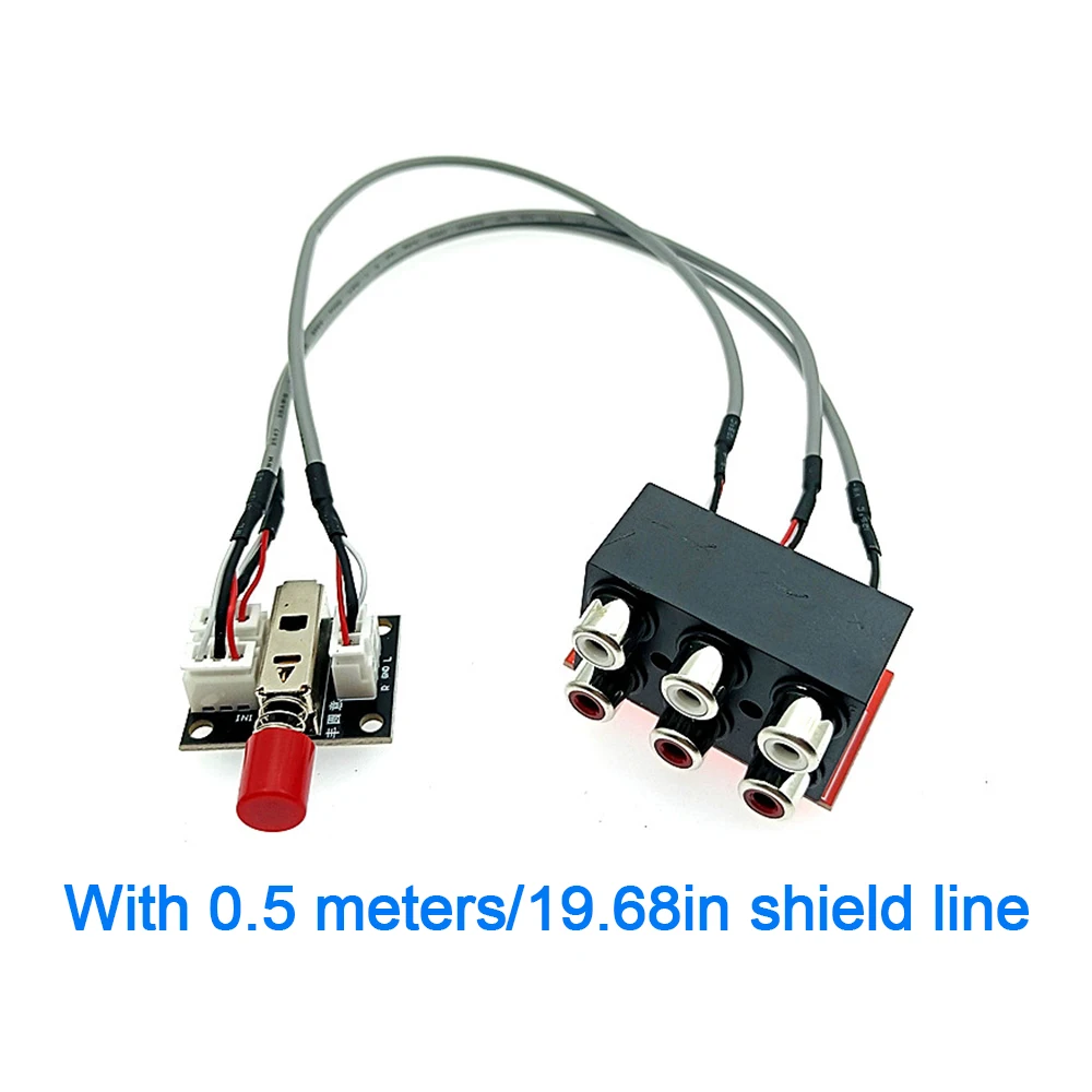 2-Way Button Type Sound Source Switching Board Signal Input Not Common-ground Mechanical Switch Type with 0.5/0.3M Shielded Wire