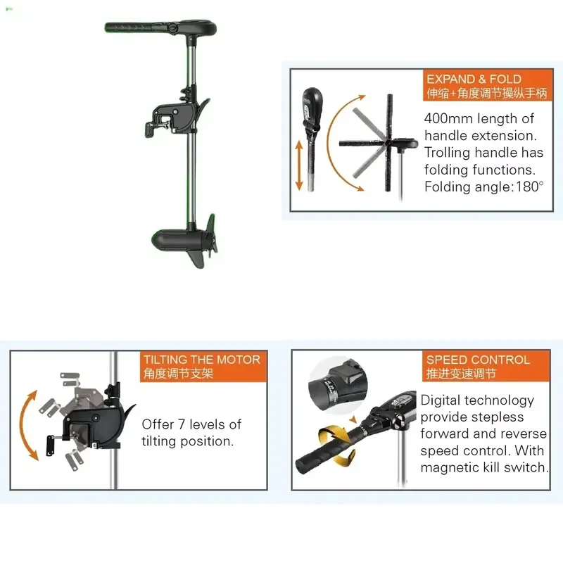 5HP Brushless Transom Mount Trolling Motor 50719-100 B for Efficient Propulsion