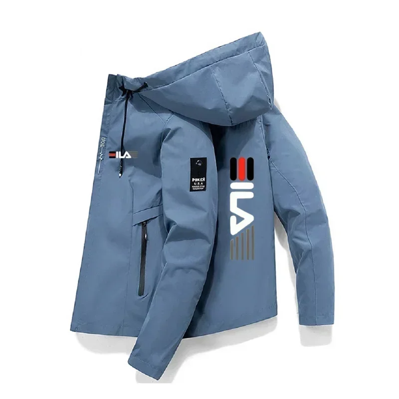 2026 Men's Spring Autumn Lightweight Windbreaker Zip Up Hooded Jacket Outdoor Hiking Jogging Premium Quality Activewear Jackets