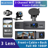 3 Channel Wifi Camera Dash Cam Car DVR FHD 1080P Three Lens Dashcam Vehicle Video Drive Recorder Interior Mini Dvrs Black Box